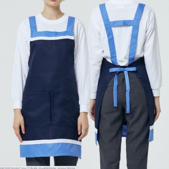 네이비 H 어깨끈 편한 가벼운 앞치마 식당 업소용 홀