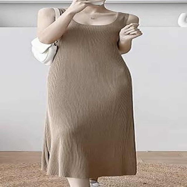 여성 골지 원피스(M) (카멜) 예쁜원피스 하객룩원피스