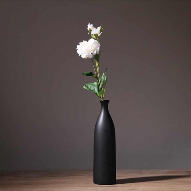 도자기 꽃병(26cm) (블랙) 꽃꽂이병 조화꽃병
