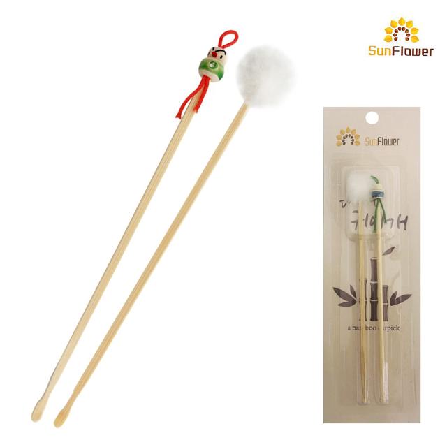 대나무 귀이개세트2p (17cm) 귀후비개 뽀송털 귀청소