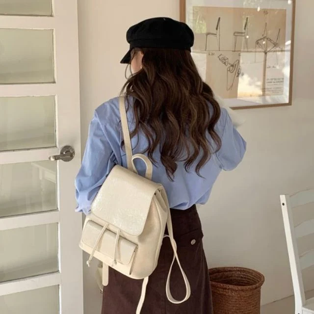미니 플랩 백팩 크로커다일 패턴 캐주얼 데일리 가방
