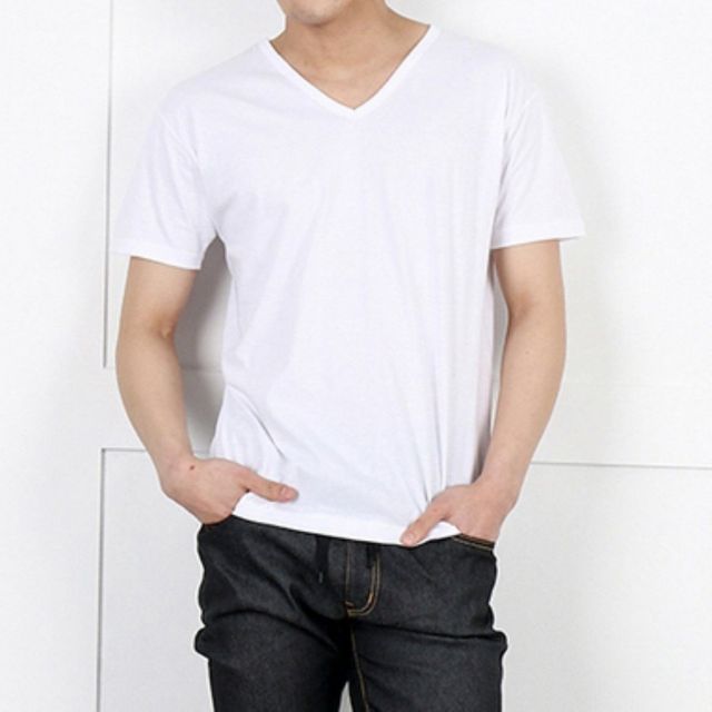 베이직 코디 가벼운 소재 브이넥 데일리 남성 반팔티