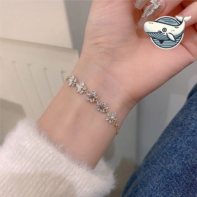 꽃모양 큐빅 팔찌 학생 우정 액세서리
