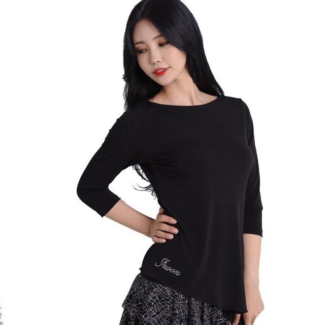 LDT21000 무지 티숙 용 테마 연습 여성 공연복 라틴댄스 홀터 상의 브래지어 시즌 경쟁 줌바 긴팔 인도 레