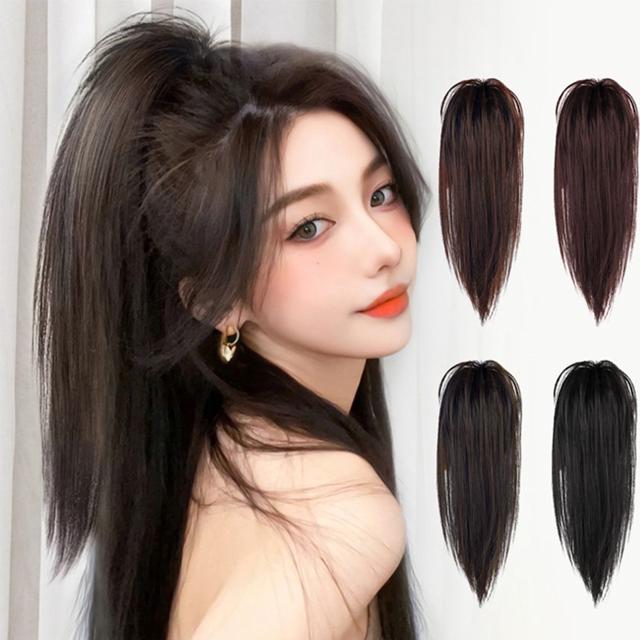 짧은 포니테일 집게 가발 헤어 일자 볼륨 머리핀형