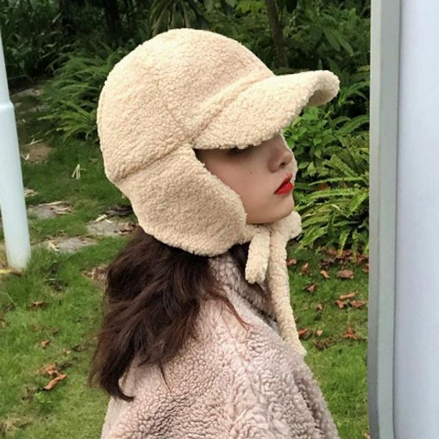 양털 귀달이 여성 겨울 방한 뽀글이 귀도리 모자