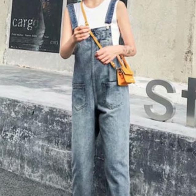 여성바지 데님 청바지 밑단롤업 청멜빵 멜빵 바지 LD888