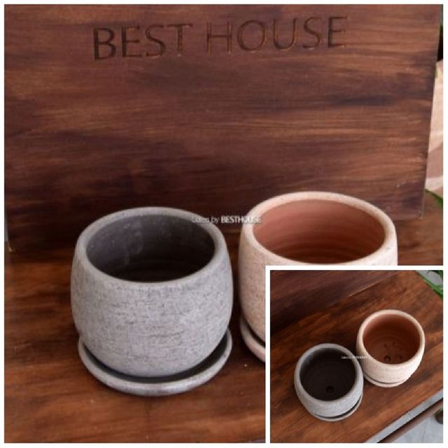 이탈리아 러스틱 수제토분단지형 15x12cm 받침셋트 미니도자기화병 거실화병 미니화병 인테리어화병