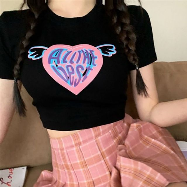 시원한 여름 데일리 긴팔크롭티 반팔 편한 크롭티셔츠