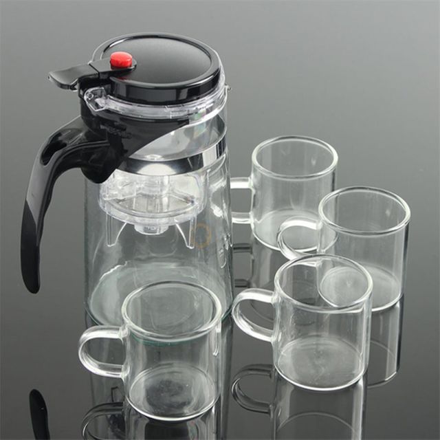 차포트 찻잔세트 700ml 투명 잎차거름망포트 거름망주전자 내열유리티포트
