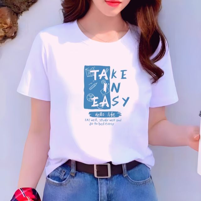 기본 흰 면티 데일리 여자 여름 라운드 반팔 티셔츠