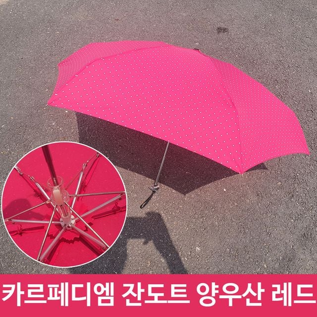 카르페디엠 도트 무늬 5단 미니 우산겸 양산 RE