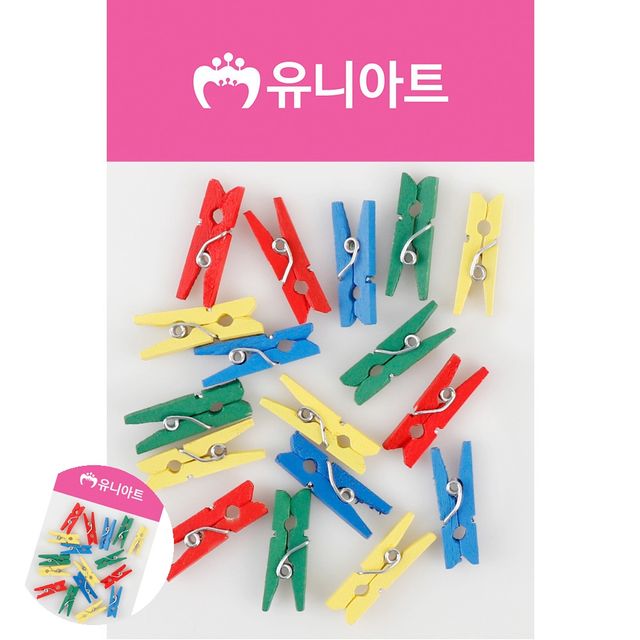 엽서걸이 메모집게 나무집게 색상혼합 소