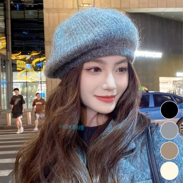 니트베레모 겨울 모자 여성 부드러운 털모자