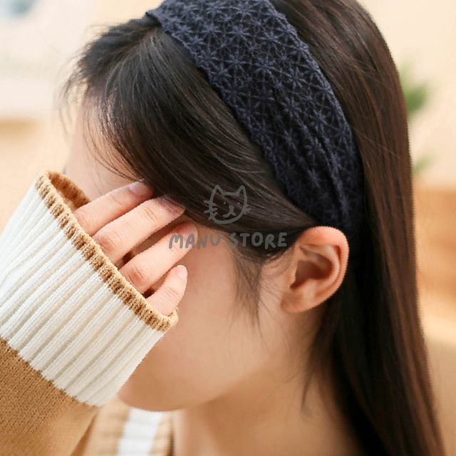 엔틱머리띠 머리띠 레이스 헤어밴드 네이비