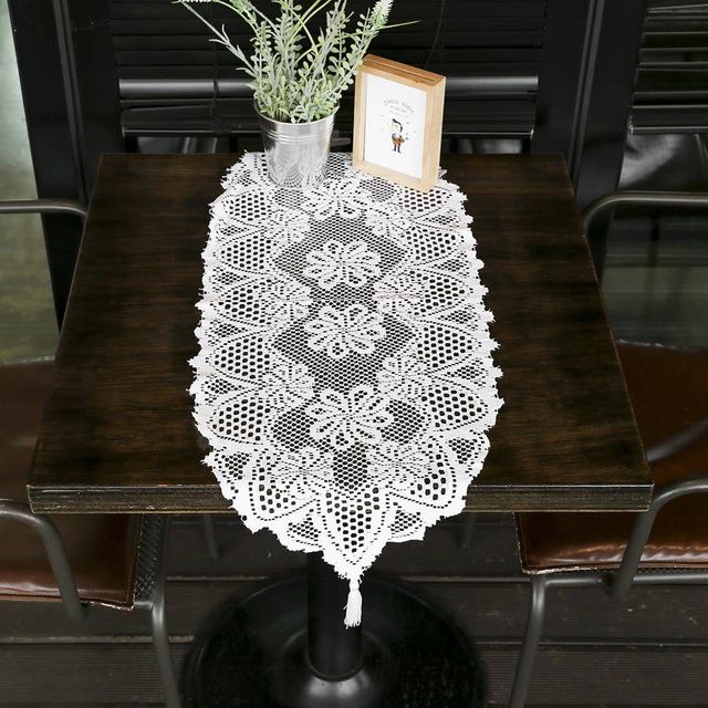 TBZ 화사한 화이트 레이스 테이블러너 33x91cm 테이블커버