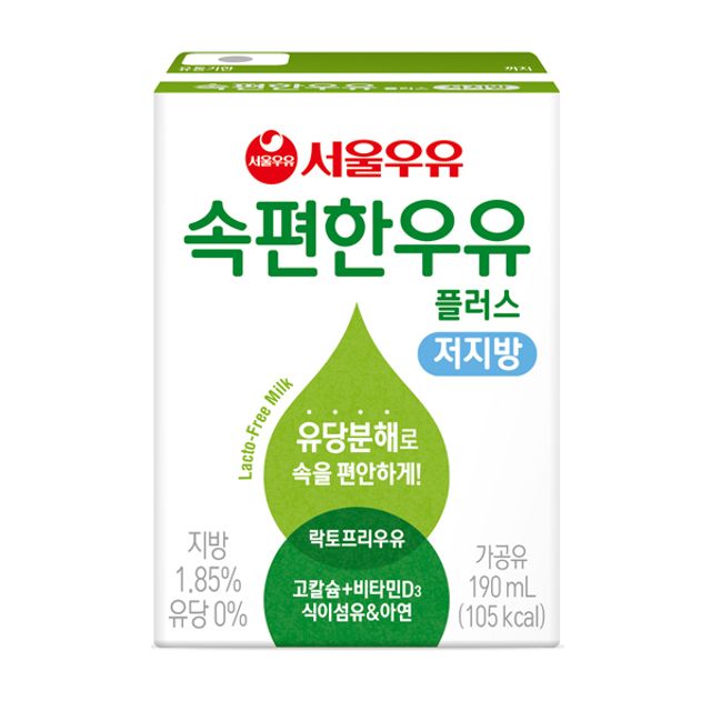 서울우유 속편한우유 플러스 저지방 190ml x 48입