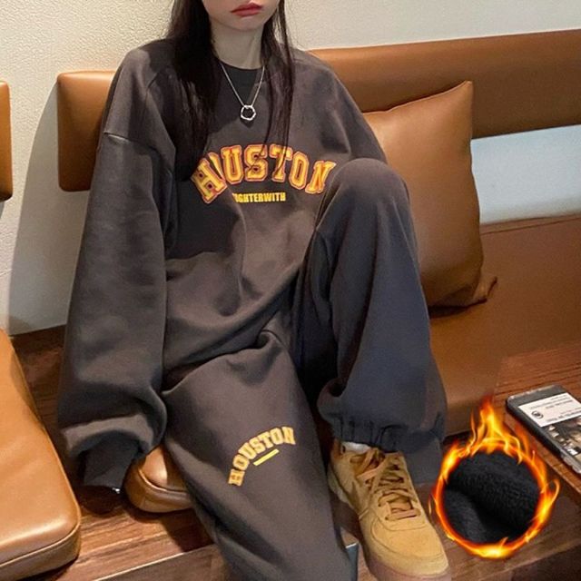 여성 셋업 프린팅 레터링 2컬러