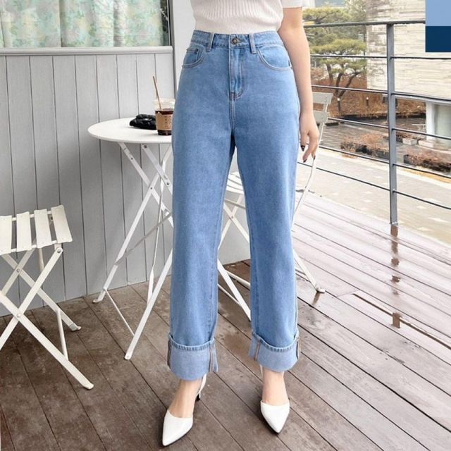 여성 청바지 롤업 팬츠 데님 중년