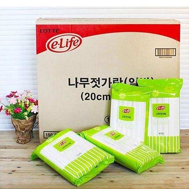 롯데 일회용 나무 젓가락 80p 40개입 - 위생적인 업소용 식기