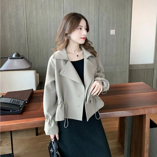 핏이 예쁜 스트링 숏 트렌치 자켓