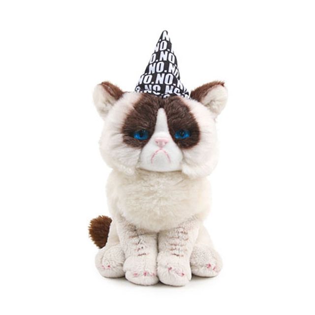 고양이 봉제인형 고깔모자 생일 축하 러블리 장식