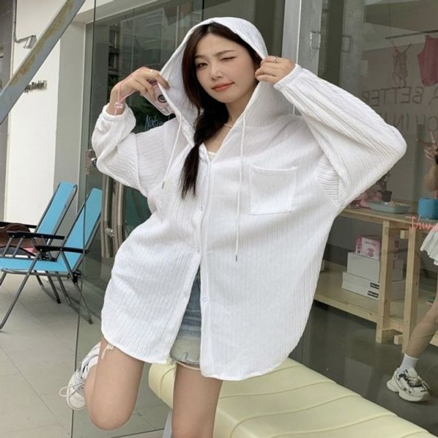 언발 주름 메이비굿 루즈핏 후드가디건 의류