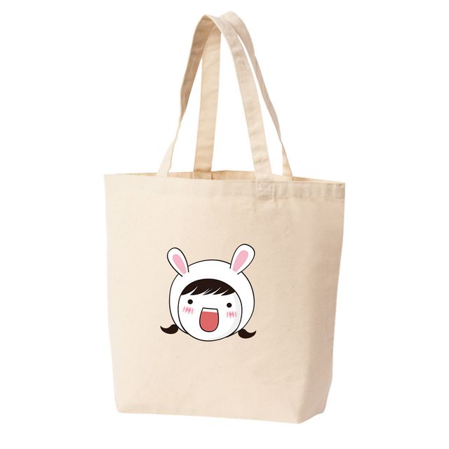 에코백 토트백 놀라는 토끼소녀 캐릭터 토끼모자
