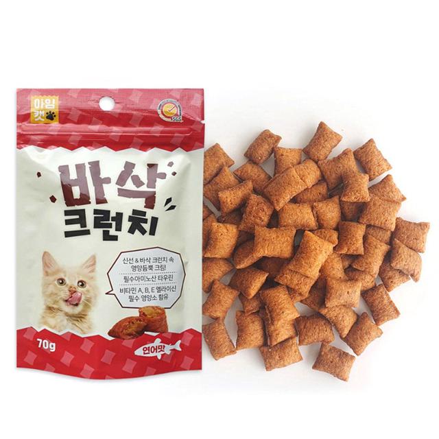 바삭 크런치 연어맛 70g X 5개 - 고양이 영양간식 스낵