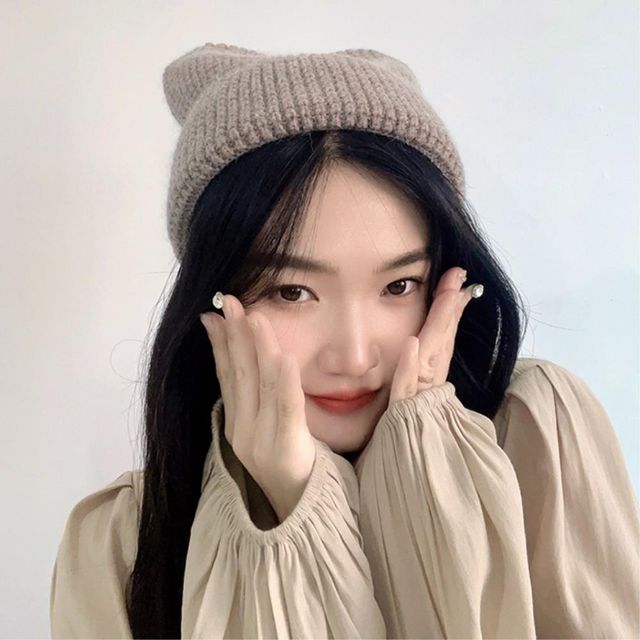 비타리토 쫑긋 니트 비니 23x29cm 코코아