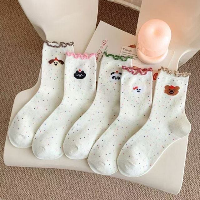 컨페티파티 여성 중목 무압박 양말 5켤레세트 206006