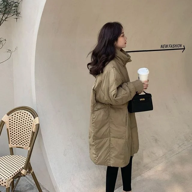 면패딩 루즈핏 재킷 롱패딩 여성 스탠딩넥 하이넥패딩