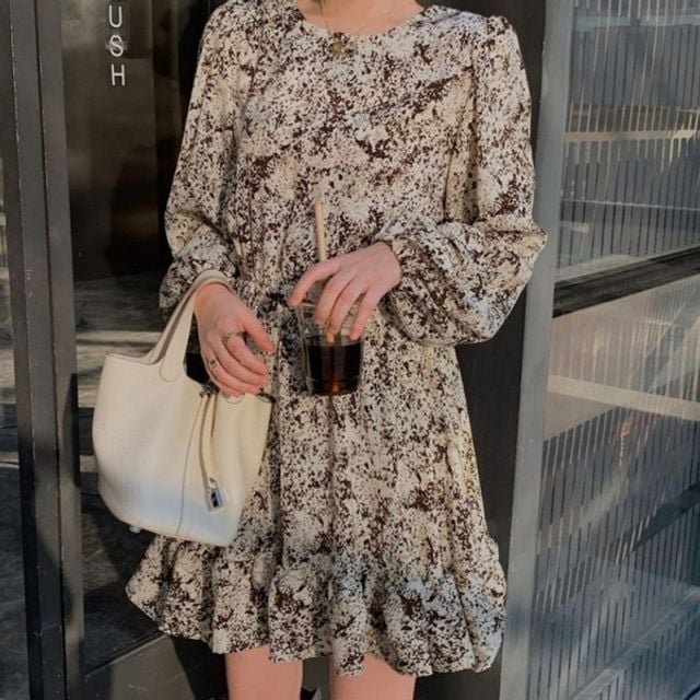 마블링 플레어 쉬폰 원피스 메이비굿 미니원피스 여자