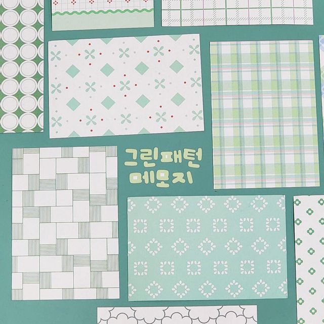 그린 미니 메모지, 꾸미기 접착 패턴 스티커 다이어리