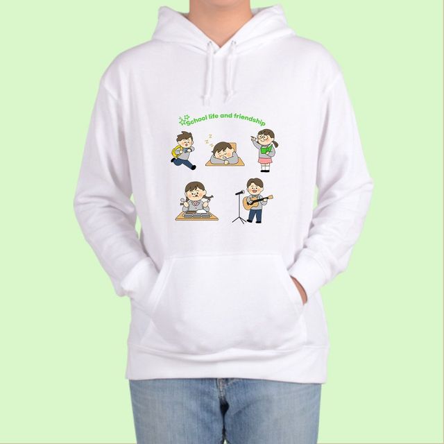 헤비후드티 전색상 우정과 즐거운 학교생활 Y 그림