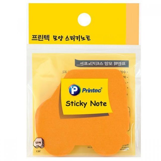 프린텍 자동차모양 스티키노트 점착메모지 예쁜메모지 필기 점착 스티키 50매X3개