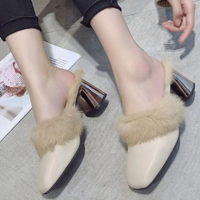 2컬러 캐주얼 고급스런 털 겨울 로퍼