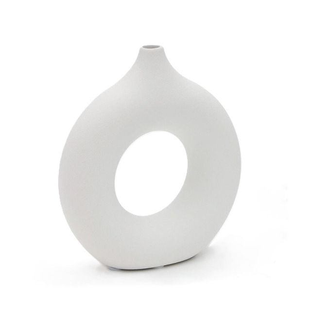 오브제 꽃병 19.5x18cm 화이트 도자기인테리어꽃병 인테리어화병 빈티지화병