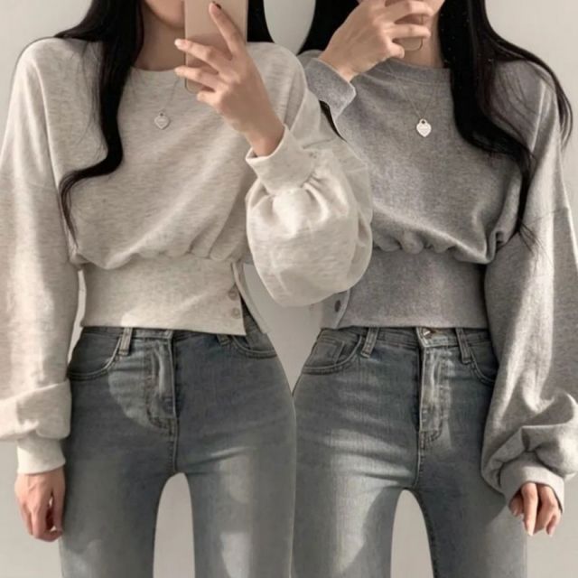 크롭 맨투맨티 겨울 여성 루즈핏 스웨트셔츠