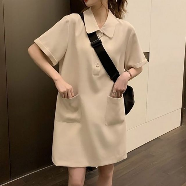 빅 포켓 원피스 여름 코디 베이직 개강룩 카라 반팔원