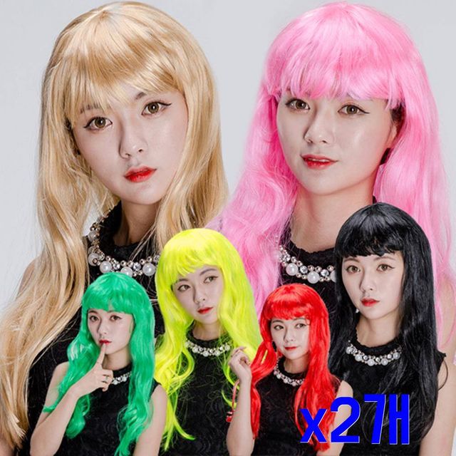 TBZ 파티행사용품 롱 포인트 헤어가발 x2개 뽀글이가발
