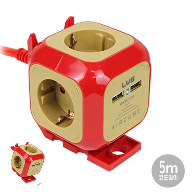 디자인멀티탭 책상멀티탭 콘센트 멀티탭 4구 USB 2포트 5M 1.5SQ 개별접지 아이언