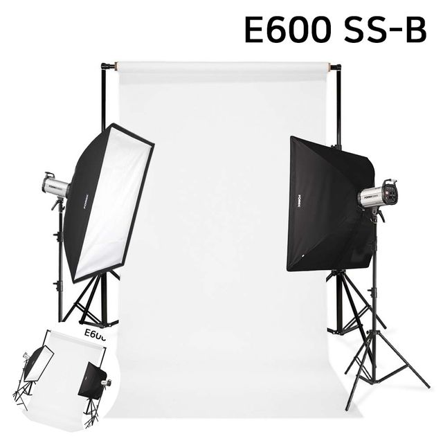 카메라조명 삼각대조명세트 사진조명 스튜디오 촬영 세트 E600 SS-B 이동형 배경시스템 배경지135cm 화이트