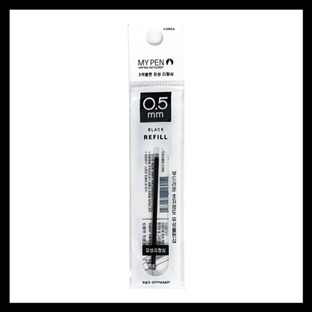 혜명몰 마이펜)3색볼펜 리필심(0.38mm/검정)-다스(12개입) 선물용볼펜 사무비품 펜도매 각인볼펜 필기감좋