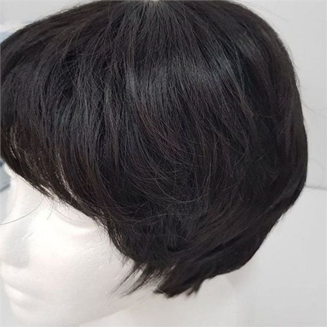 남성 통가발 남성 패션 인모 정수리 데일리 중년 아버지