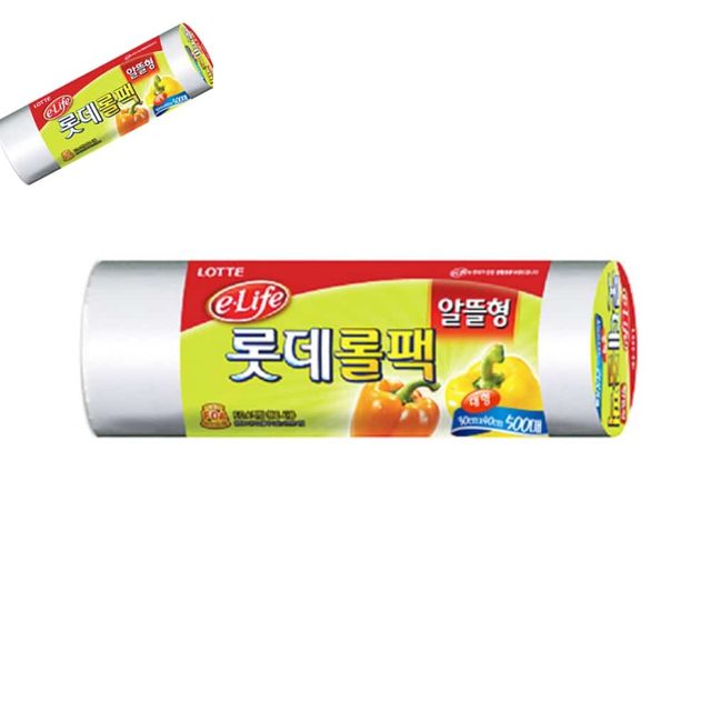 롯데 롤팩 알뜰형 30x40x500매 롤비닐 비닐롤 비닐롤팩 비닐롤백