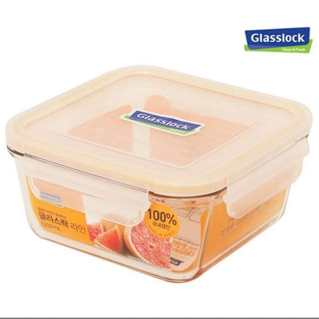글라스락 정사각 유리 용기 1200ml 1P 밀폐 반찬통