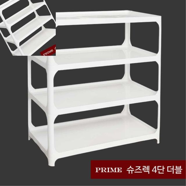 프라임 와이드 슈즈렉 4단 더블 좁은현관신발장 현관신발정리대 신발정리대 조립식신발장