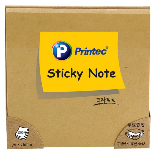 프린텍 파스텔 스티키노트 크라프트 점착식 메모지