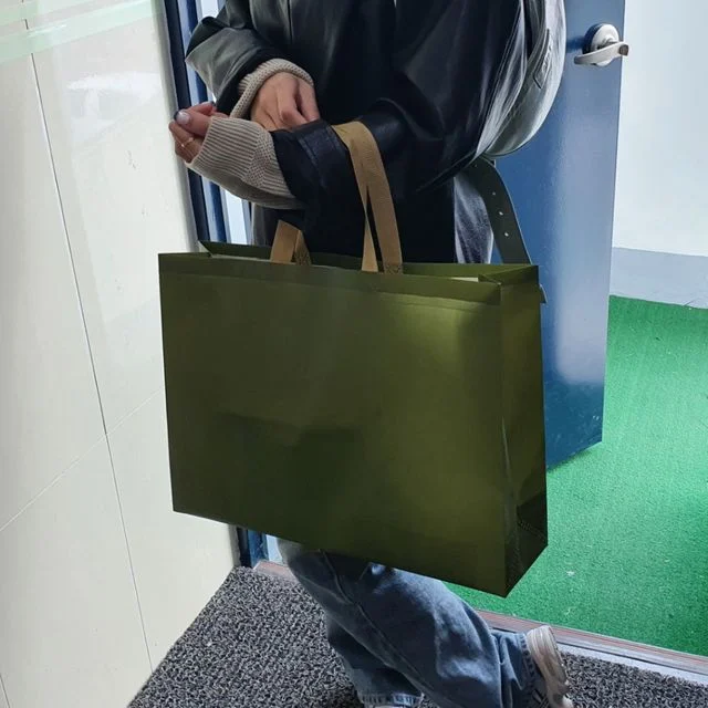 부직포가방 부직포 가로쇼핑백 가방 카키 대